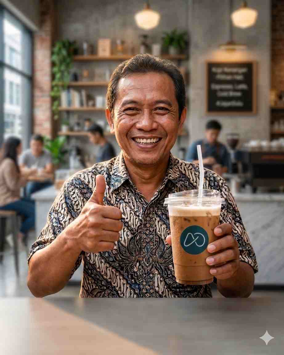 Rafi enjoying coffee