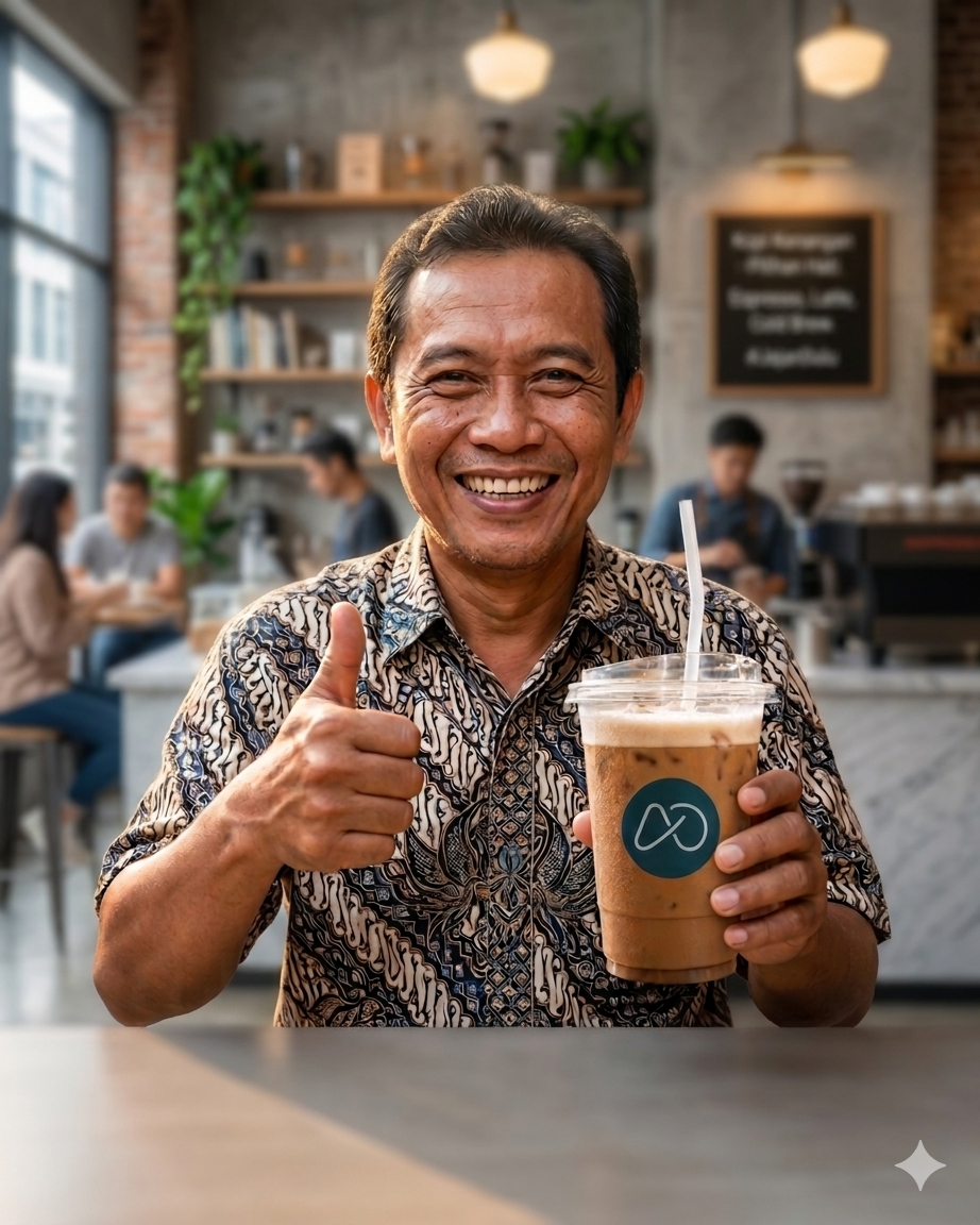 Rafi enjoying coffee