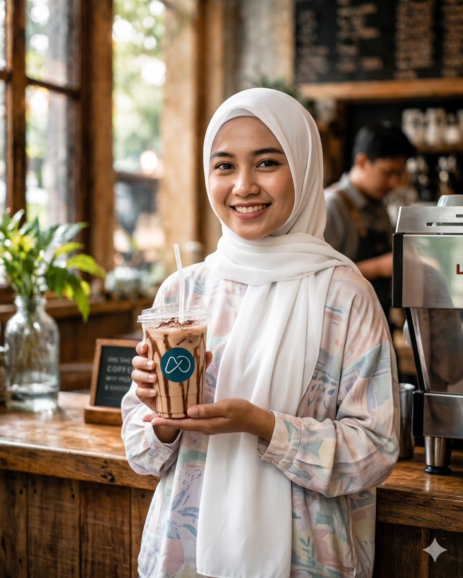 Laras enjoying coffee